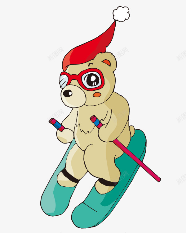 通手绘滑雪的小熊png免抠素材_88icon https://88icon.com 卡通动物 卡通手绘滑雪的小熊 帽子 手绘小熊 棕熊 滑板 滑雪的小熊