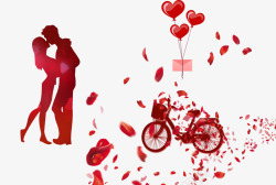 红色扁平浪漫情人节海报素材