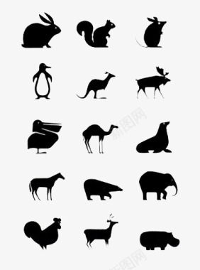 卡通动物风景插画动物剪影图标图标