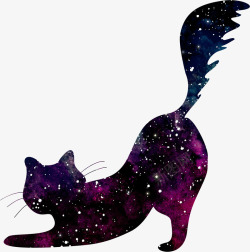 彩色星光趴着的猫咪素材