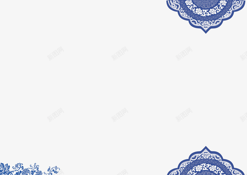 青花瓷png免抠素材_88icon https://88icon.com 中国风海报详情叶素材 中式花纹图案 青色