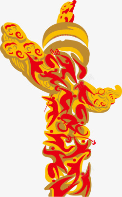 骞抽溃浜虹墿绱犳潗中国传统金黄柱子华表矢量图高清图片