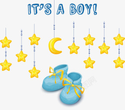 男婴png素材星星月亮男婴海报矢量图高清图片