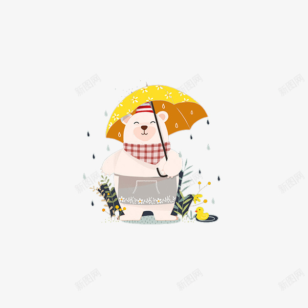 拿雨伞的小熊psd免抠素材_88icon https://88icon.com 小熊 拿雨伞 简约 装饰