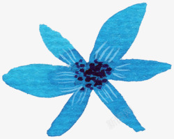 手绘水彩蓝色文艺花朵素材