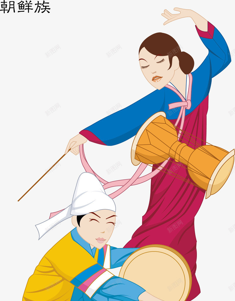 朝鲜族的舞蹈矢量图ai免抠素材_88icon https://88icon.com 卡通 女孩 朝鲜族 舞蹈 矢量图