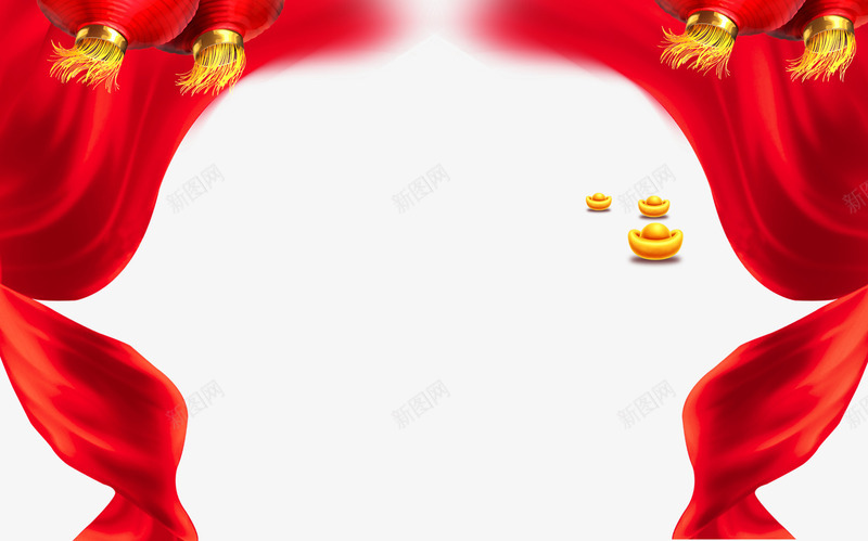 红色灯笼帷幕png免抠素材_88icon https://88icon.com PNG PNG素材 元宝 帷幕 灯笼 红色 金色