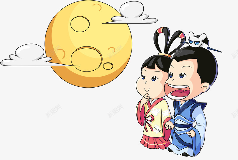 手绘卡通赏月中秋节插画png免抠素材_88icon https://88icon.com Q版 中国传统 中秋节 卡通 情侣 手绘 民俗 节日 节气 萌版 赏月