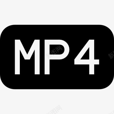 MP4圆角矩形黑色界面符号图标图标