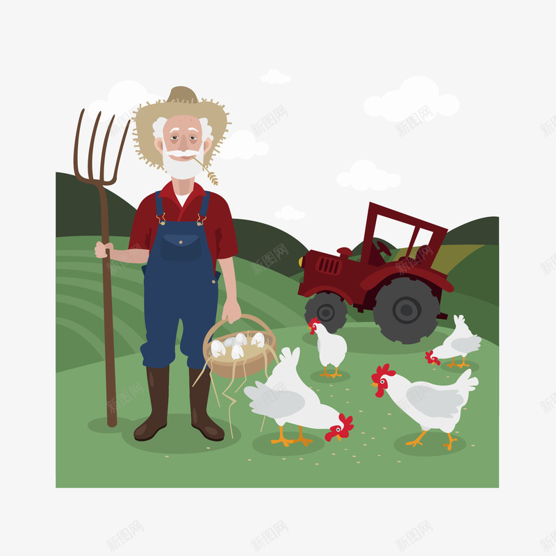 手绘农场老人png免抠素材_88icon https://88icon.com 农场 卡通 扁平 手绘 老人