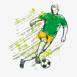 手绘足球手绘足球运动员踢球剪影主题高清图片