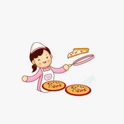 菜品研发卡通厨师制作披萨高清图片