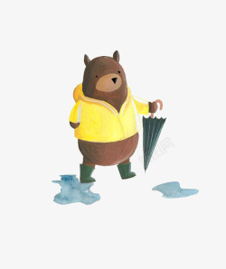 积水穿雨衣的熊高清图片