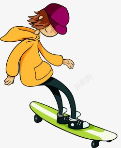 绿色滑板滑滑板的帅气女孩高清图片