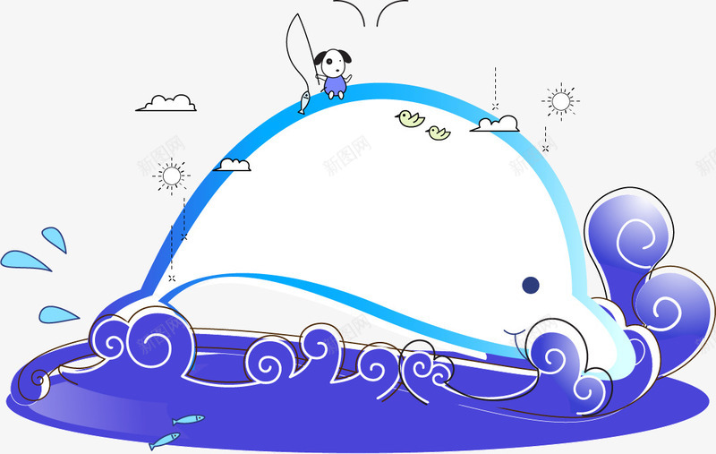 卡通蓝色可爱海豚海浪矢量图ai免抠素材_88icon https://88icon.com 卡通 可爱 海浪 海豚 蓝色 矢量图