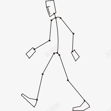 运动人物组合线描火柴人走路图标图标