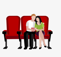 卡通电影院情侣座椅矢量图素材