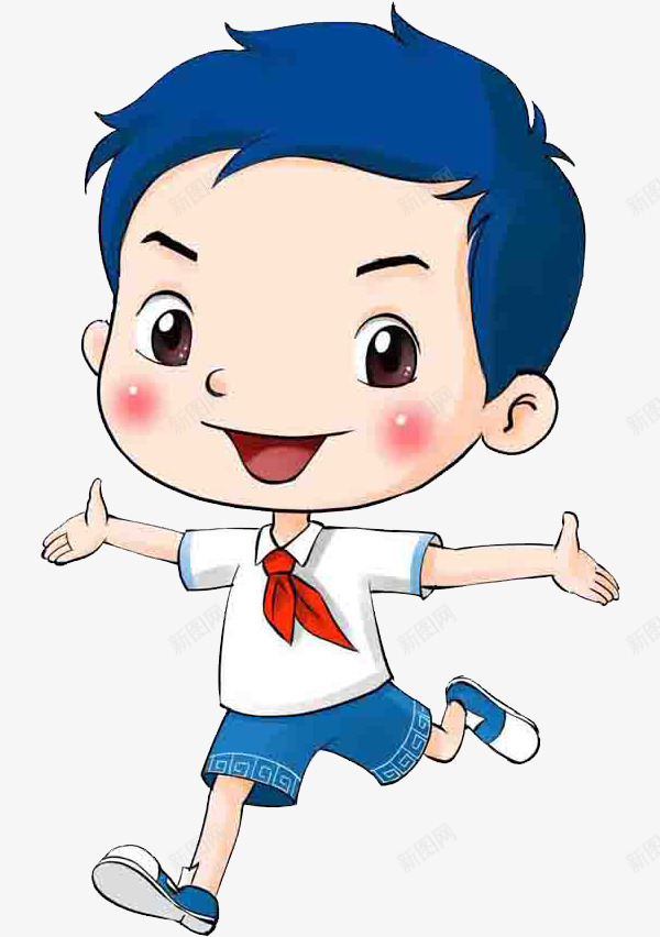 站着的男孩png免抠素材_88icon https://88icon.com 傻笑男孩 卡通 可爱 开心 手绘 男孩 站着 站着的小孩 红领巾 蓝色