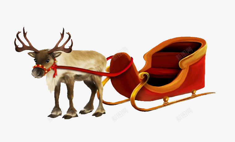 圣诞鹿和雪橇车png免抠素材_88icon https://88icon.com png素材 交通工具 圣诞老人 圣诞节 麋鹿 麋鹿车