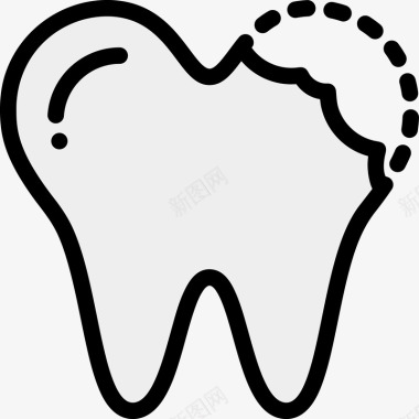 呲牙残缺的牙齿矢量图图标图标