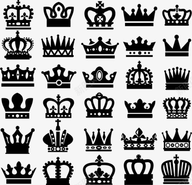 皇冠手绘黑色皇冠矢量图图标图标