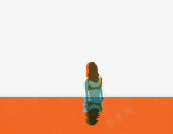 水中背影黄昏水中站立的女人高清图片