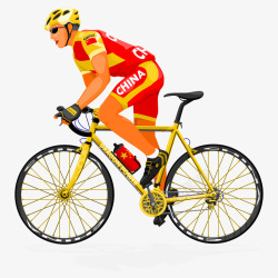 手绘人物插画自行车比赛参赛选手素材
