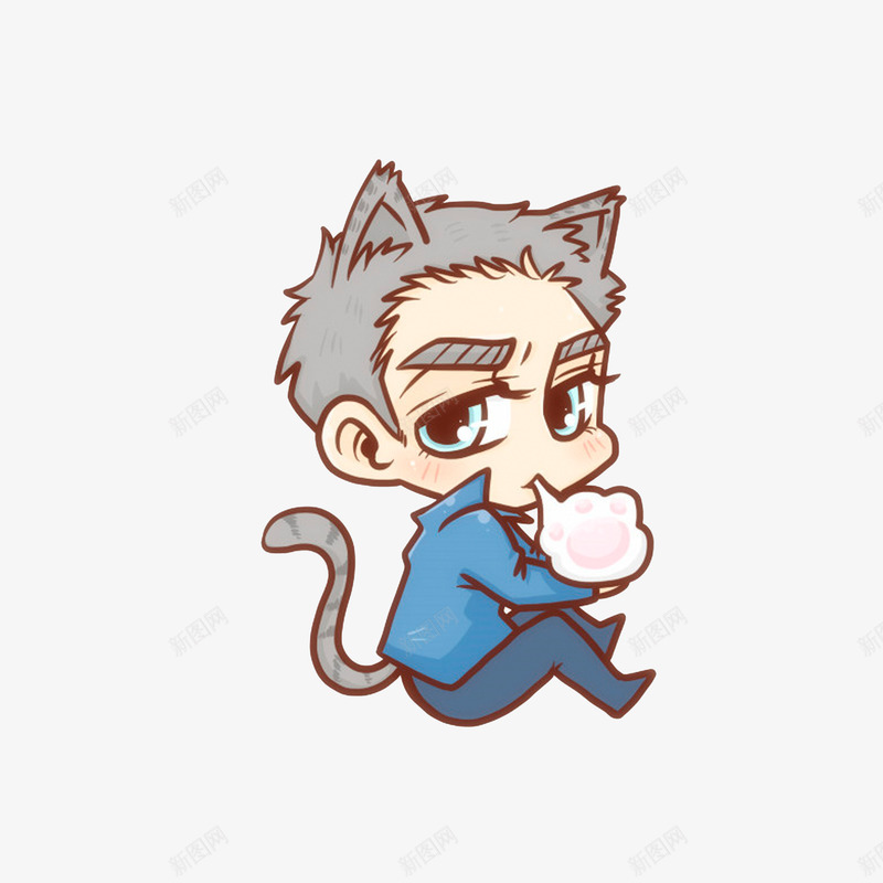 吐出猫爪印的猫男孩png免抠素材_88icon https://88icon.com 卡通手绘 吐出猫爪印的猫男孩 好看的猫男孩 手绘猫爪