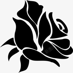 线描玫瑰花手绘盛开的玫瑰花图标高清图片