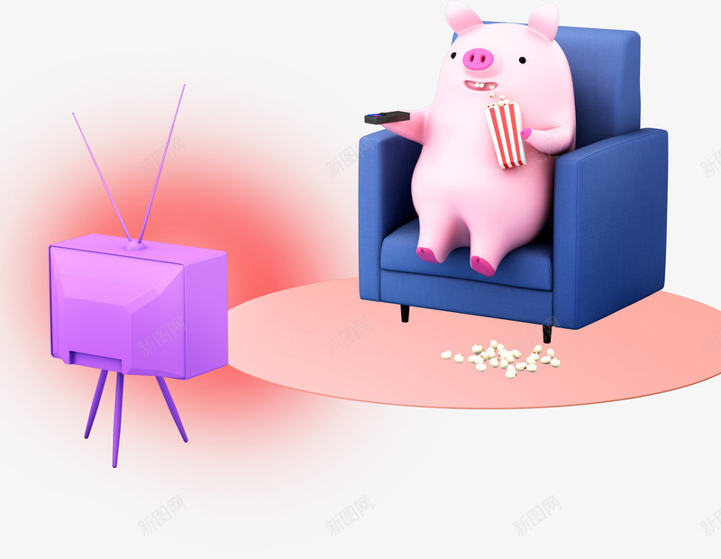 c4d坐在沙发看电视的小猪装饰psd免抠素材_88icon https://88icon.com 2019 c4d立体小猪 卡通猪 坐在沙发看电视的小猪 猪年形象 立体小猪装饰