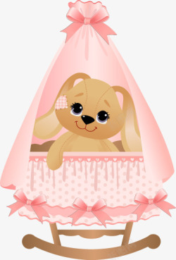 卡通小熊粉色帘子图案素材