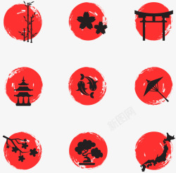 矢量水壶卡通手绘日本特征装饰高清图片