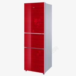 大容量冰箱红色三门冰箱高清图片