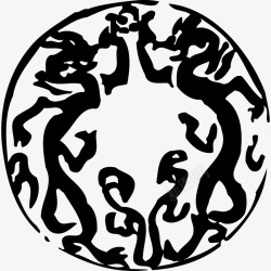 黑色双龙戏珠印章素材