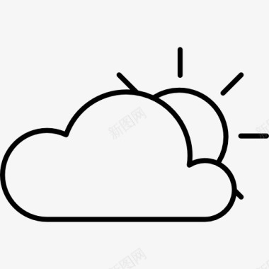 多云太阳阴图标图标