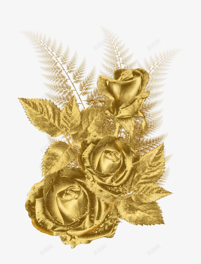 金色玫瑰png免抠素材_88icon https://88icon.com 古典 复古 漂亮 装饰物 金色玫瑰 镀金