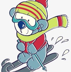 冬季滑雪卡通插画海报素材