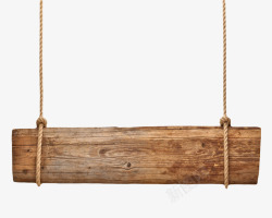 棕色裂纹绳子挂着的木板实物素材
