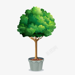 创意树林设计手绘绿色植物盘栽矢量图高清图片