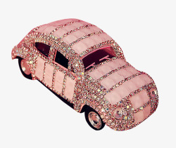 粉色镶钻车模车内摆件素材