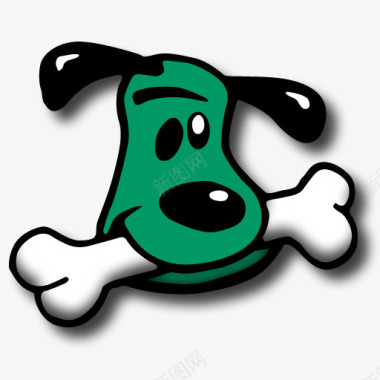 绿色可爱小狗啃骨头图标图标