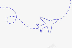 折纸飞机图标蓝色手绘飞机路线图标高清图片
