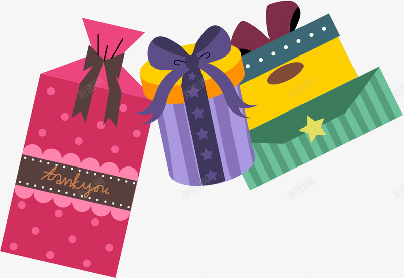 粉色紫色礼盒贺卡png免抠素材_88icon https://88icon.com 礼盒 粉色 紫色 贺卡
