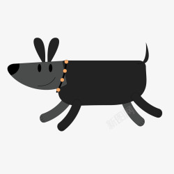 卡通黑色的小狗侧面矢量图素材