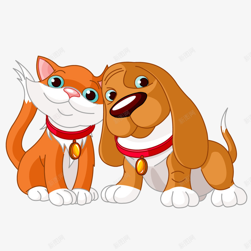 卡通恩爱的小狗小猫png免抠素材_88icon https://88icon.com 创意 动漫动画 动物 卡通手绘 恩爱的小狗小猫 简约