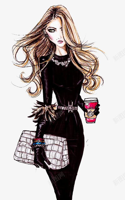 性感礼服插画稿png免抠素材_88icon https://88icon.com 手绘女装 手绘时尚女装 手绘时装模特