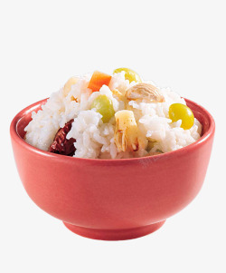 红色瓷碗红枣雪豆蒸大米饭高清图片