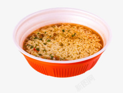 红色塑料碗里的汤方便面素材