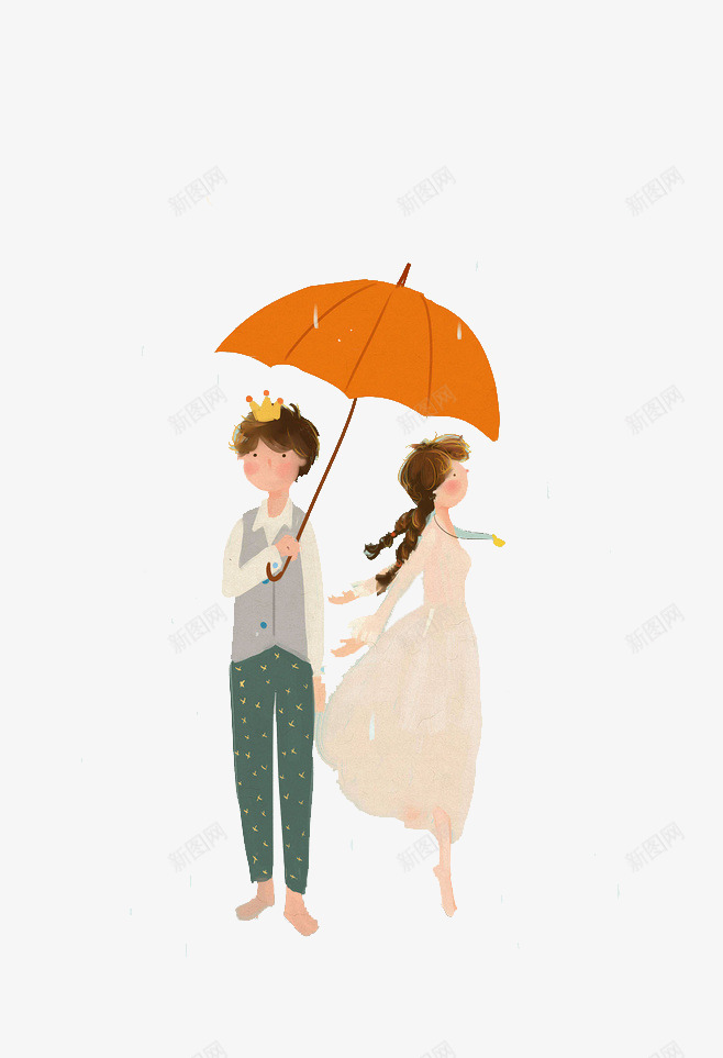 打着伞的情侣png免抠素材_88icon https://88icon.com 下雨 手绘 雨天