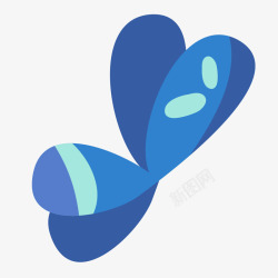 手绘蓝色蝴蝶花花卉矢量图素材